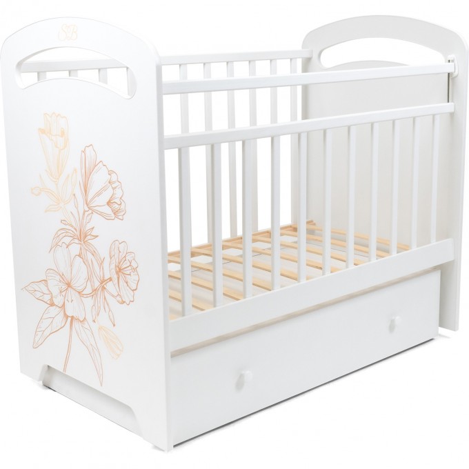 Детская кроватка SWEET BABY ROSA Bianco (белый) маятник с ящиком 426699 Детская кроватка SWEET BABY ROSA Bianco (белый) маятник с ящиком 426699